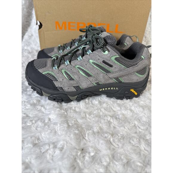 Merrell Women's MOAB 2 WP Hiking Shoe Drizzle/Mint J06028 Size: 9.5 W - Picture 7 of 11
